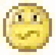 a pixelated smiley face with a sad look on it .