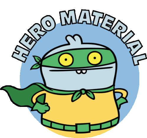 Babo In Superhero Outfit Sticker - Ugly Dolls Hero Material Superhero Stickers