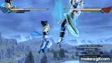 a screenshot of a video game with a character named gogeta fighting another character