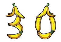 a cartoon drawing of the number 30 made out of bananas