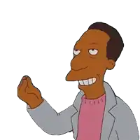 a cartoon man with his eyes closed is wearing a pink sweater
