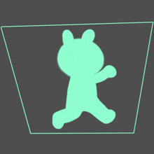 a glow in the dark teddy bear silhouette against a black background