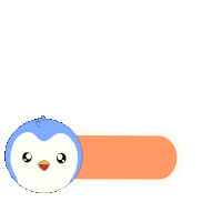 a penguin is standing next to a button that says " comment "