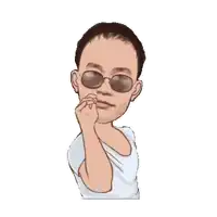 a cartoon of a man wearing sunglasses waving