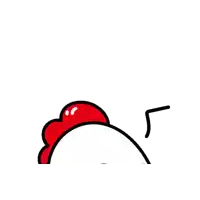 a cartoon chicken with a red comb on its head is smiling .