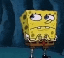 a cartoon of spongebob squarepants with a sad face .
