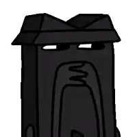 a cartoon drawing of a black box with a hat on