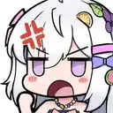 a cartoon of a girl with white hair and a flower in her hair is angry .