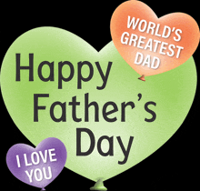 a happy father 's day greeting card with balloons that say world 's greatest dad and i love you