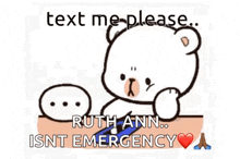 a cartoon teddy bear is laying on a person 's chest and asking them to text him .