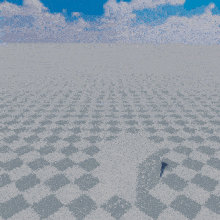 a computer generated image of a checkered floor with a blue sky in the background