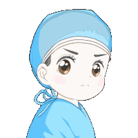 a cartoon illustration of a surgeon holding a scalpel with the letters ioi on the bottom right