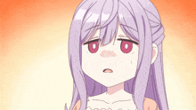 a drawing of a girl with purple hair making a funny face