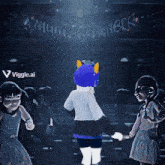 a group of children are dancing in front of a banner that says a night at the neek