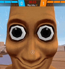 a screenshot of a video game with a face and a scoreboard that says 0:03