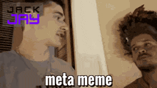 a man looking at himself in a mirror with meta meme written on the bottom