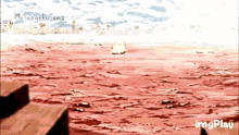 a painting of a desert with a city in the background and the words imgplay at the bottom