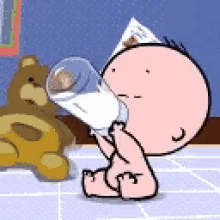 baby drinking milk thirsty bottle fed