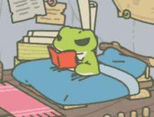 frog reading a book