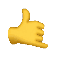 a yellow hand is giving a thumbs up and making a call sign