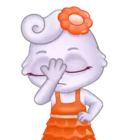 a cartoon rabbit with a flower on her head