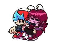 a cartoon of a boy and a girl with a microphone