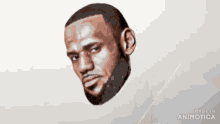 a drawing of lebron james with a beard is made in animatica