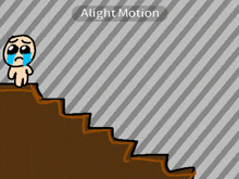 a cartoon of a man crying on top of a set of stairs with the words alight motion above him