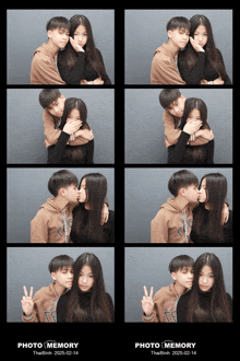a boy and a girl are posing for a photo in a photo booth