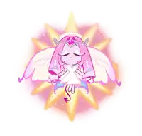 a cartoon drawing of a girl with wings and a star on her head