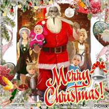 a merry christmas greeting card featuring santa claus
