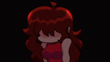 a cartoon drawing of a girl with a red heart