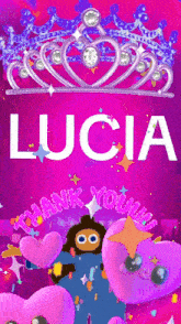 a lucia thank you card with hearts and a crown