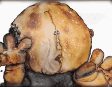 a drawing of a bread with a face and a beard on it