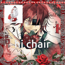 a picture of a man with red hair and the words hi chair