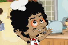 a cartoon character is wearing a chef hat