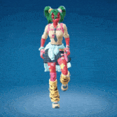 a girl with green hair and horns is wearing a white shirt and tie