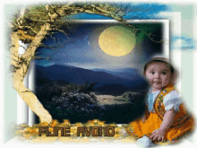 a picture of a baby in a frame with the words fijne avond on it