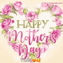 a happy mother 's day greeting card with a heart made of pink roses
