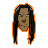 a cartoon of a man with long hair and the words i 'm not smiling below him