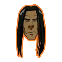 a cartoon of a man with long hair and the words i 'm not smiling below him