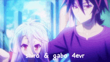 shiro and gabo are standing next to each other in an anime scene