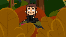 a cartoon of a man with a beard and the letter l on his shirt