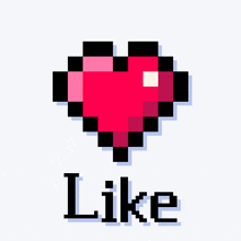 a pixel art heart with the word like under it