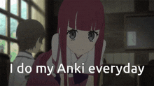 a picture of a girl with the words " i do my anki everyday "