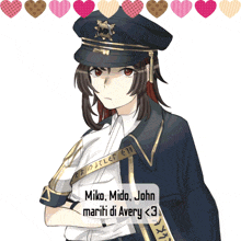 a drawing of a girl in a police uniform with the name mike mida john mariti di avery