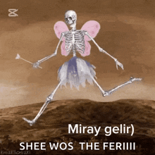 a skeleton is dressed as a fairy with wings