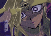 a close up of a cartoon character 's face with the letter a in the lower right corner