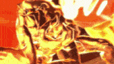 a painting of a person covered in flames