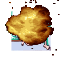 a pixel art drawing of a person with a huge explosion coming out of their head